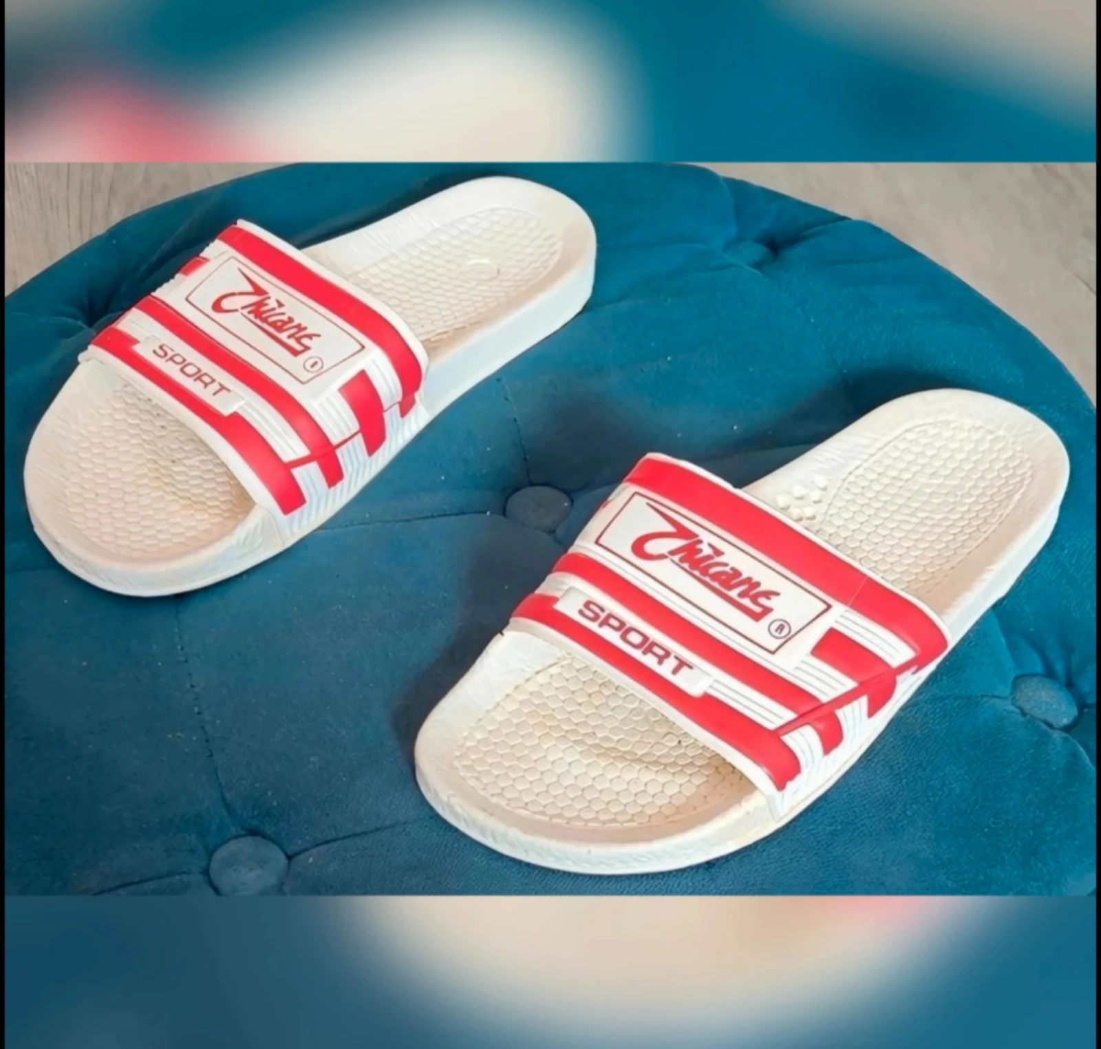 White with red Chicane slippers size 38 Unisex – photo 2